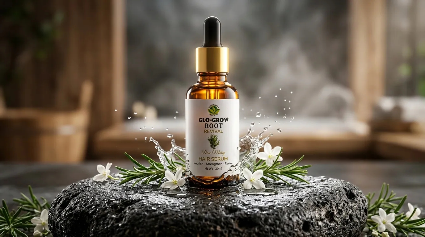 Glo-Grow Root Revival Serum in use