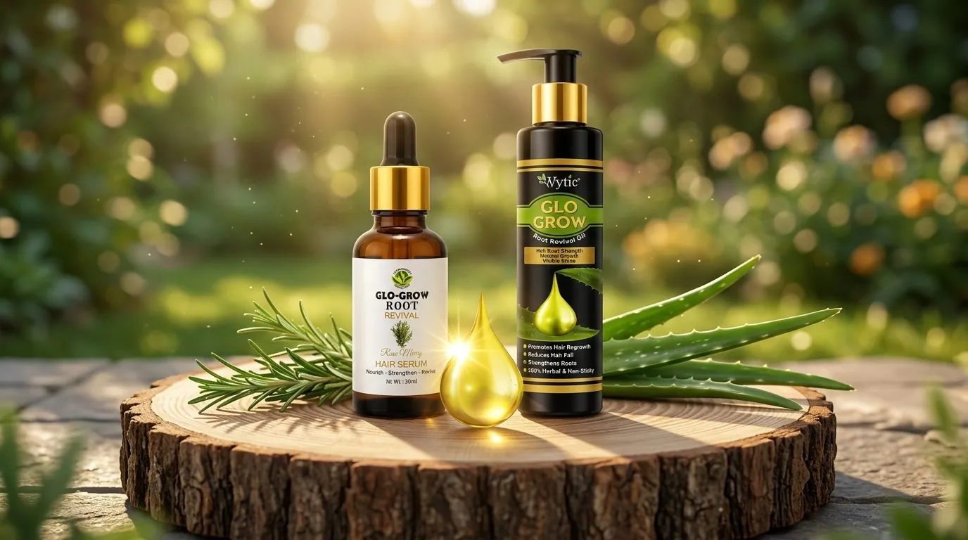 GloGrow Root Revival Oil in use