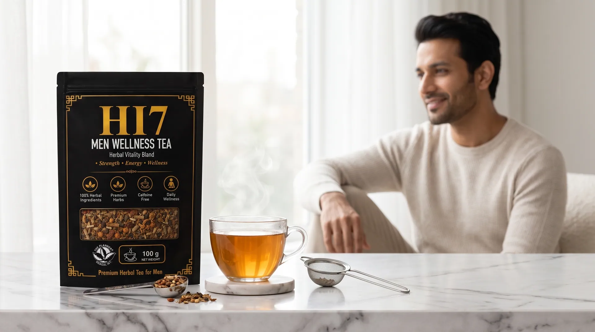 HI7 Men Wellness Tea in use